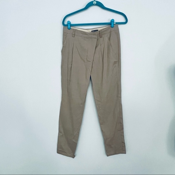 Vince Linen Khaki Straight Leg Professional Pants Size 4 - Picture 1 of 11